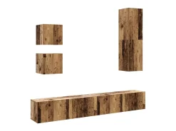 Conjunto de armário TV de parede 5 pcs madeira madeira velha