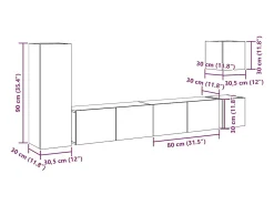 Conjunto de armário TV de parede 5 pcs madeira madeira velha