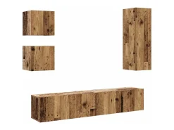 Conjunto de armário TV de parede 5 pcs madeira madeira velha
