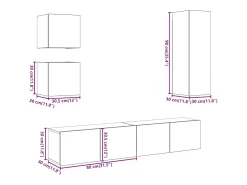 Conjunto de armário TV de parede 5 pcs madeira madeira velha