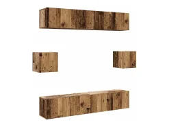 Conjunto de armário TV de parede 6 pcs madeira madeira velha