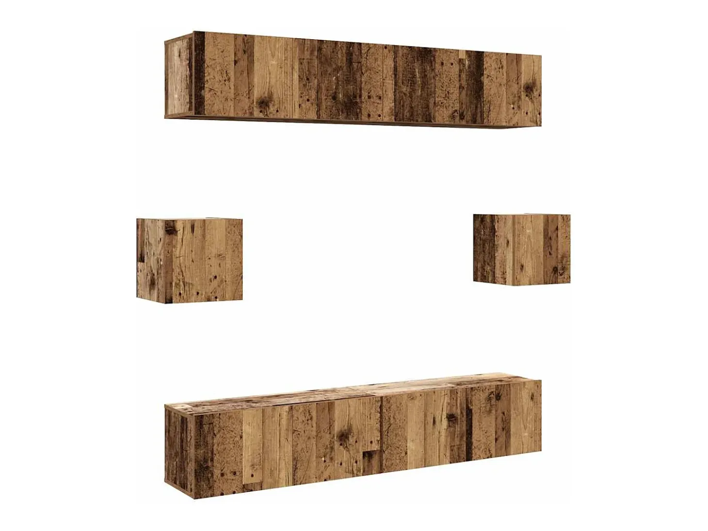 Conjunto de armário TV de parede 6 pcs madeira madeira velha