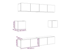 Conjunto de armário TV de parede 6 pcs madeira madeira velha