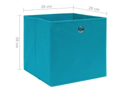 Conjunto de Caixas de Arrumação Dobráveis em Tecido Azul-Bebé - 4 Peças 28x28 cm