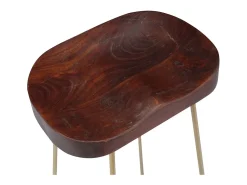 Conjunto de dois bancos de bar de design exclusivo assento em madeira maciça de mangueira 1202077