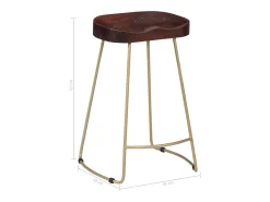 Conjunto de dois bancos de bar de design exclusivo assento em madeira maciça de mangueira 1202101