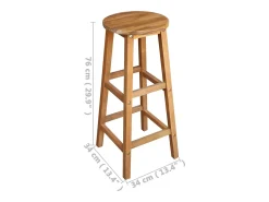 Conjunto de duas banquetas de bar de design exclusivo com assento em madeira maciça de acácia (código 1202064).