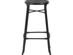 Conjunto de duas banquetas de bar de design assento em aço preto 1202089