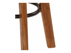 Conjunto de duas banquetas de bar de design exclusivo assento em madeira de acácia couro genuíno 1202112