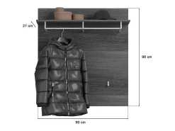 Conjunto de entrada SCOTT cinza escuro e branco lacado com espelho, buffet, cabideiro e móvel para sapatos