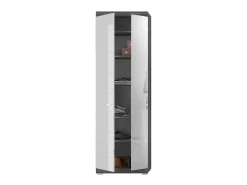 Conjunto de entrada SCOTT cinza escuro e branco lacado com espelho, cabideiro e móvel para sapatos