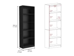 Conjunto de estante de escritório em melamina de 3 peças com prateleiras, 180.6 cm X 188.4 cm X 29.9 cm , Preto