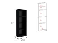 Conjunto de estante de escritório em melamina de 3 peças com prateleiras, 180.6 cm X 188.4 cm X 29.9 cm , Preto