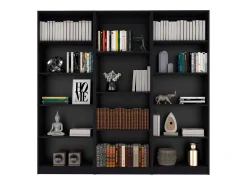 Conjunto de estante de escritório em melamina de 3 peças com prateleiras, 180.6 cm X 188.4 cm X 29.9 cm , Preto