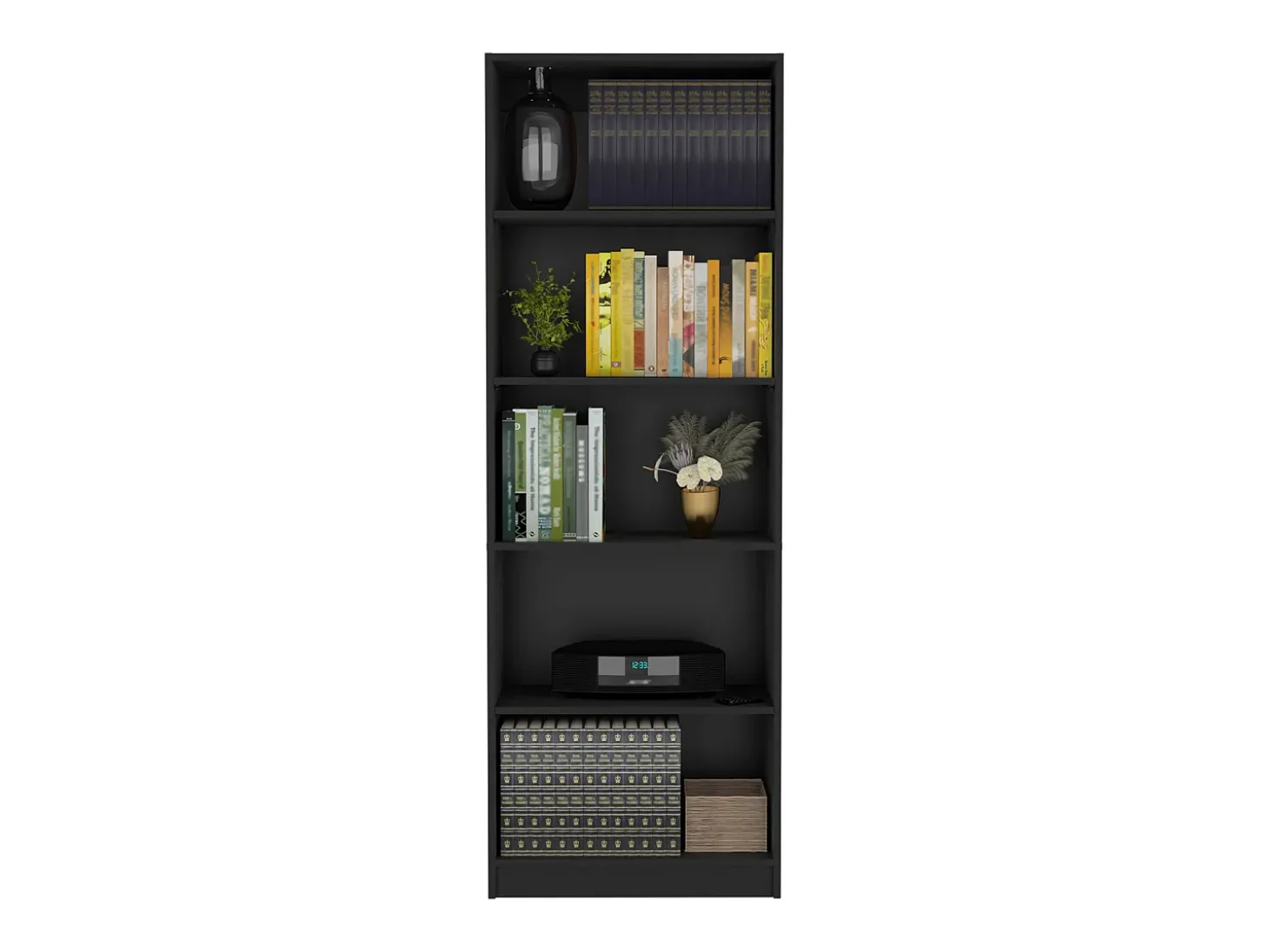 Conjunto de estante de escritório em melamina de 3 peças com prateleiras, 180.6 cm X 188.4 cm X 29.9 cm , Preto