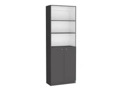 Conjunto de estante para escritório doméstico em melamina de 3 peças com prateleiras e 2 portas, 180.6 cm X 188.4 cm X 2909 cm , Multicolor