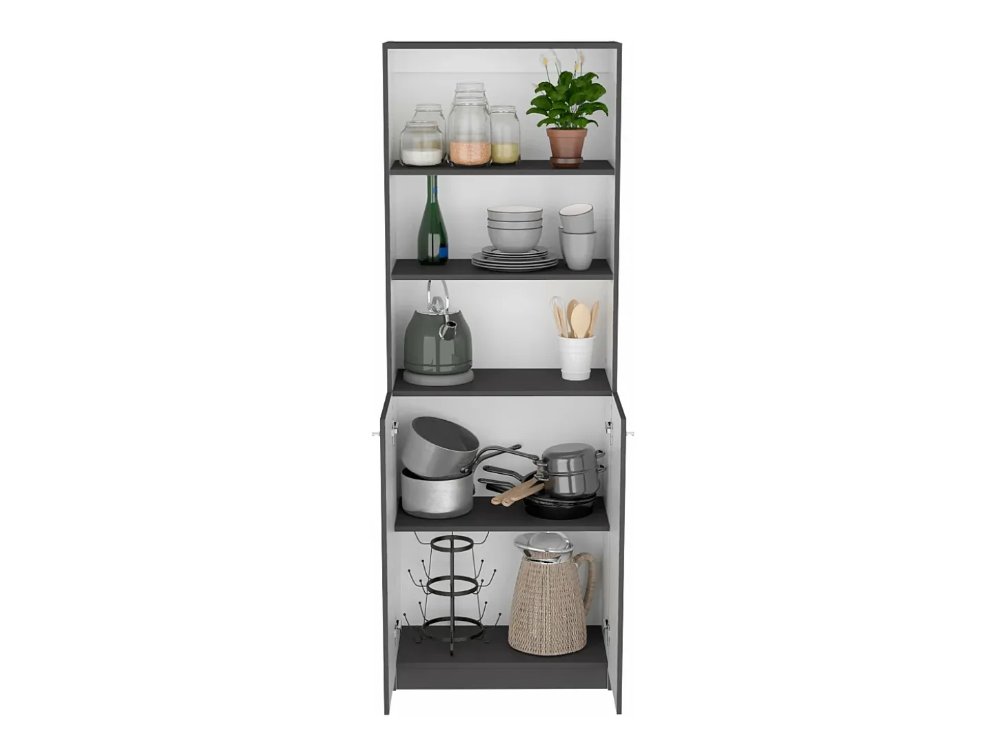 Conjunto de estante para escritório doméstico em melamina de 3 peças com prateleiras e 2 portas, 180.6 cm X 188.4 cm X 2909 cm , Multicolor