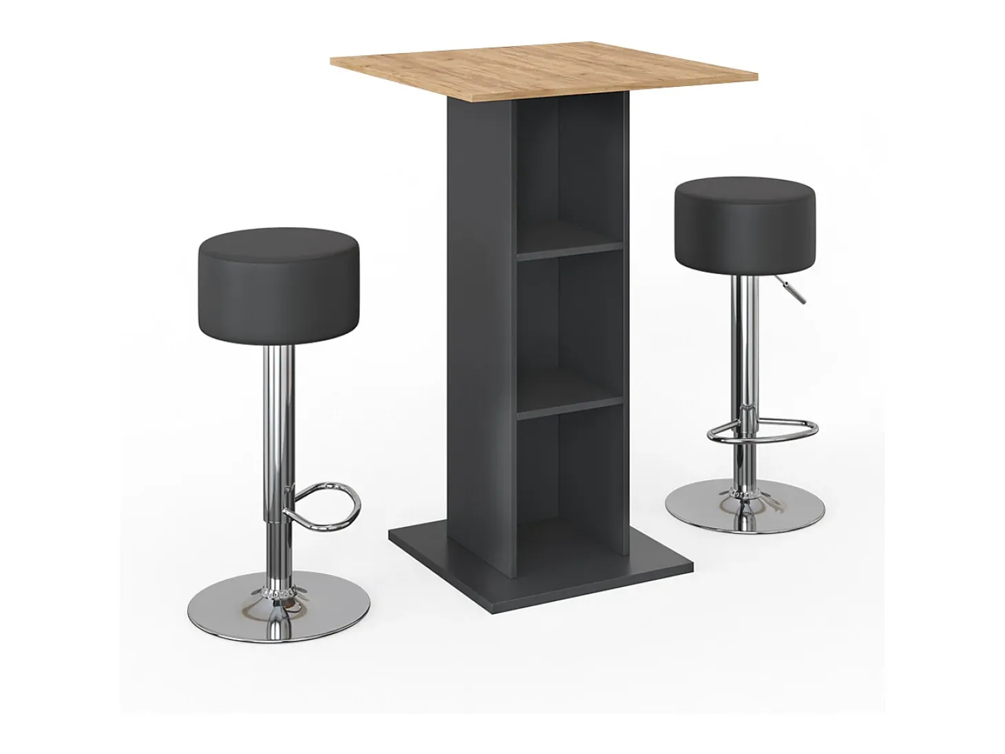 Conjunto de mesa de bar antracite 70x70x109 rodeo