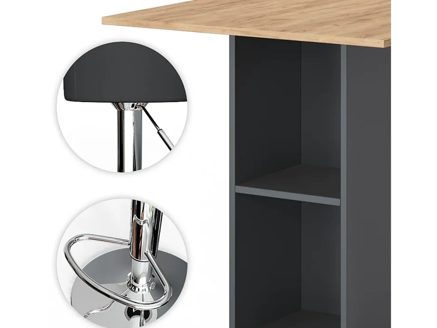 Conjunto de mesa de bar antracite 70x70x109 rodeo