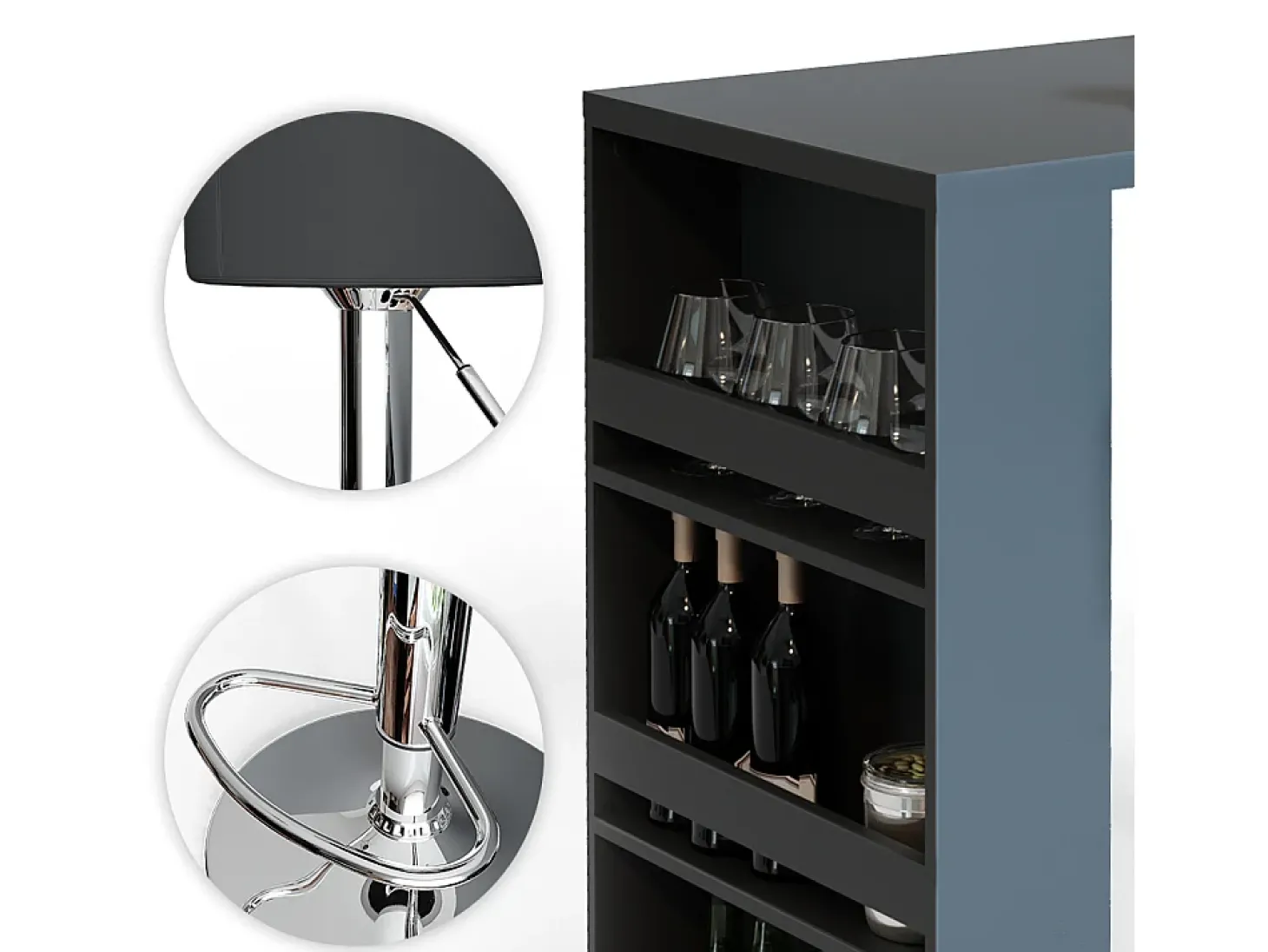 Conjunto de mesa de bar antracite 57x117x106