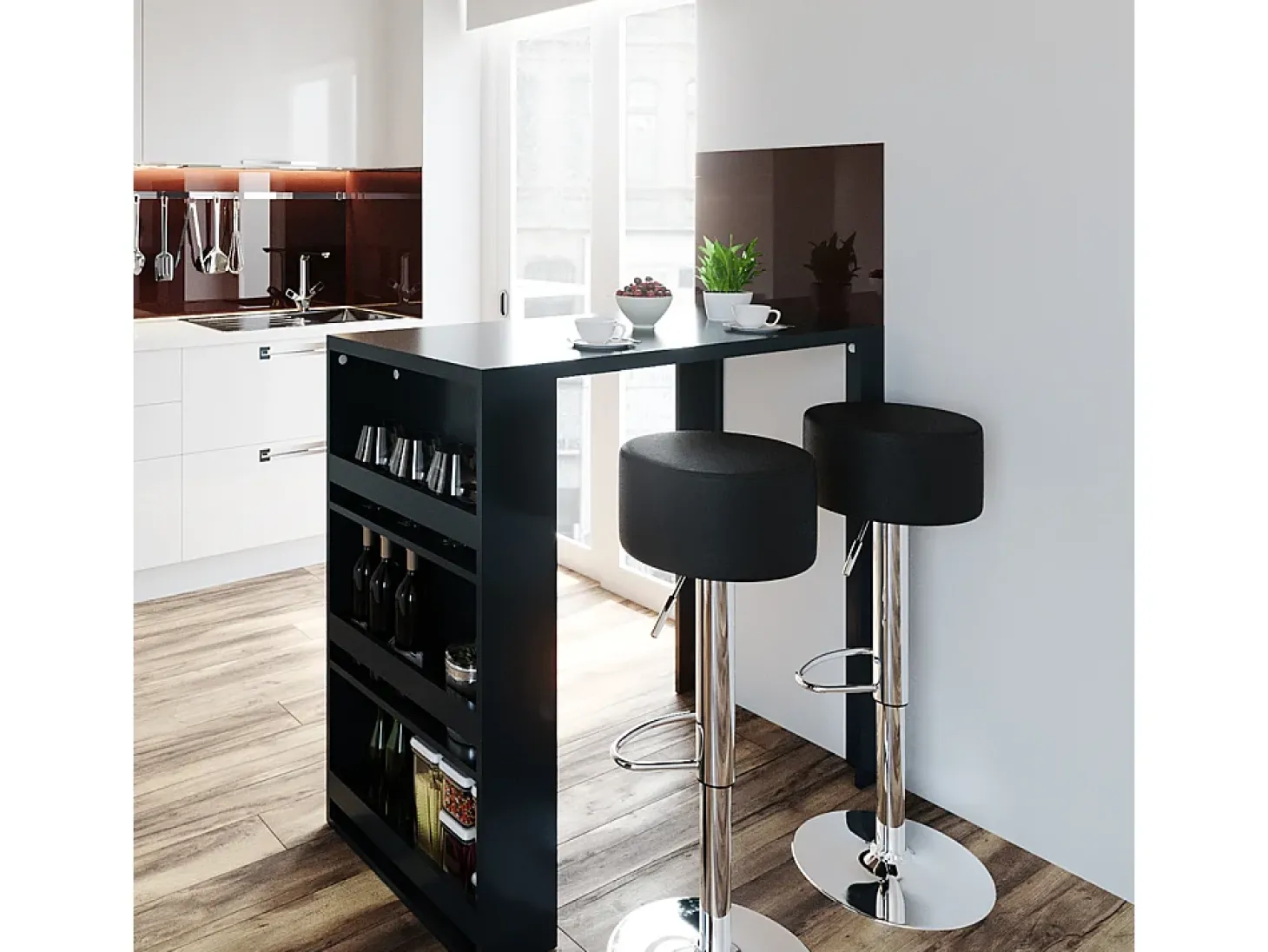 Conjunto de mesa de bar antracite 57x117x106