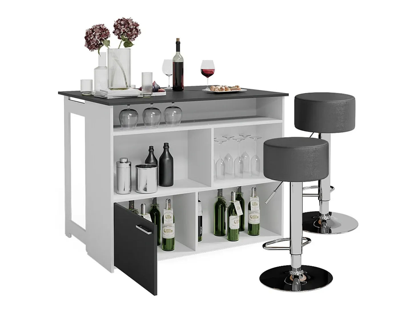 Conjunto de mesa de bar antracite/branco 116x37x90.5 dominic