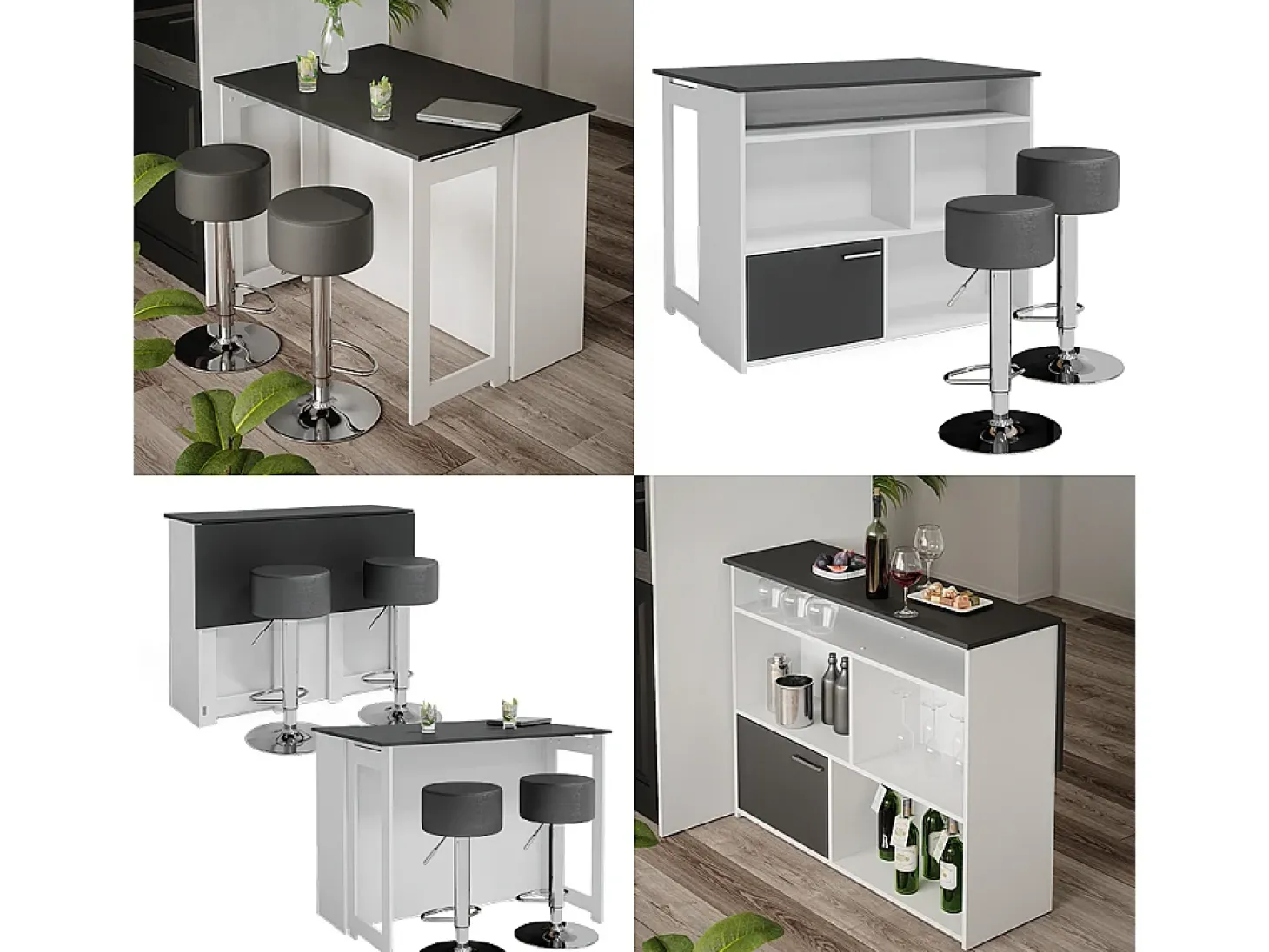 Conjunto de mesa de bar antracite/branco 116x37x90.5 dominic