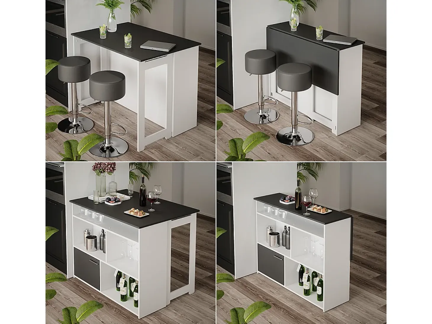 Conjunto de mesa de bar antracite/branco 116x37x90.5 dominic