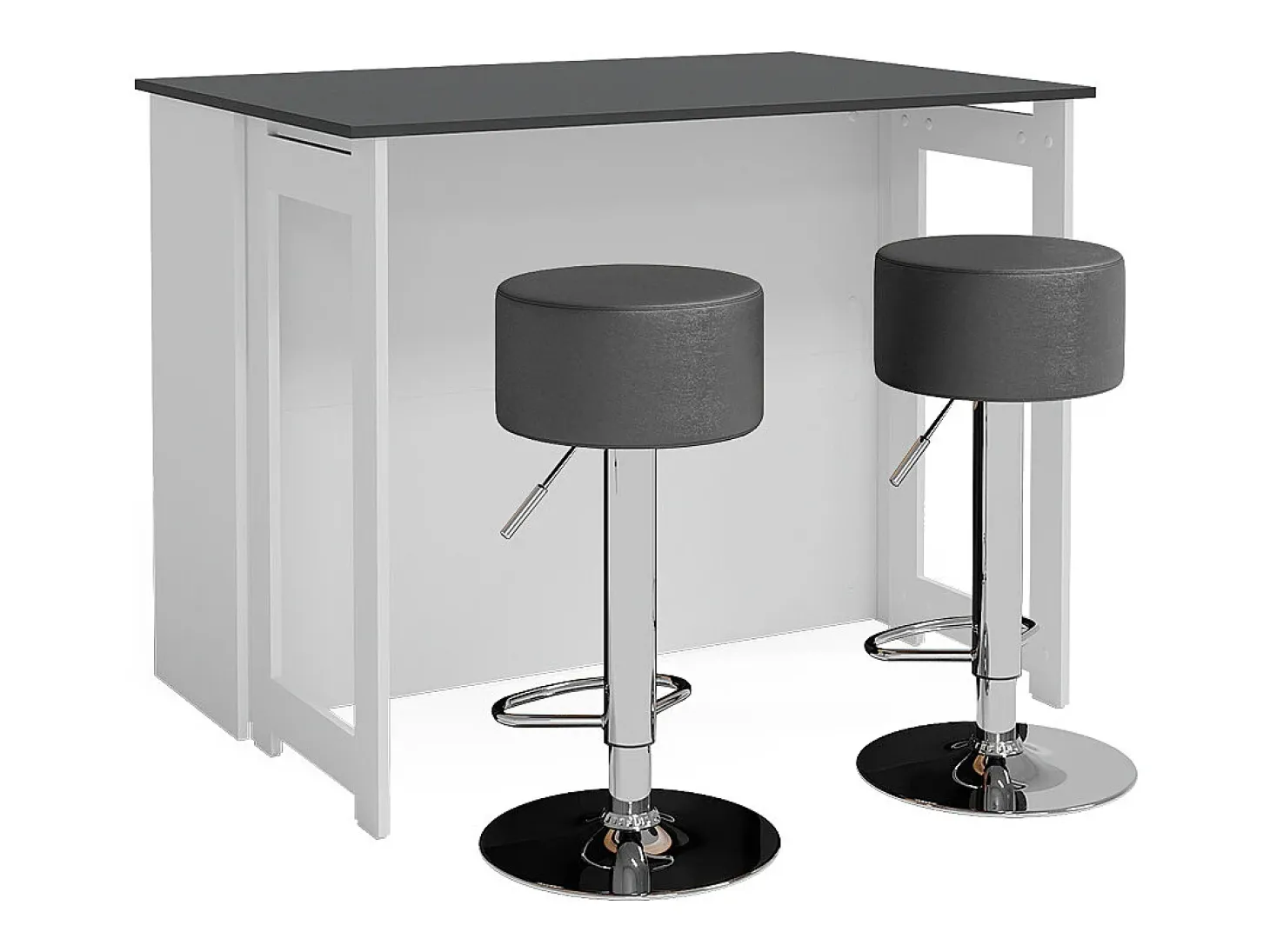 Conjunto de mesa de bar antracite/branco 116x37x90.5 dominic