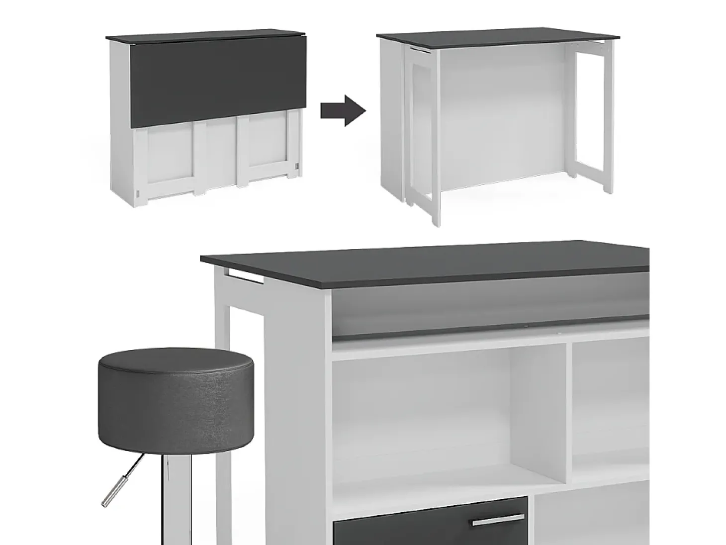 Conjunto de mesa de bar antracite/branco 116x37x90.5 dominic