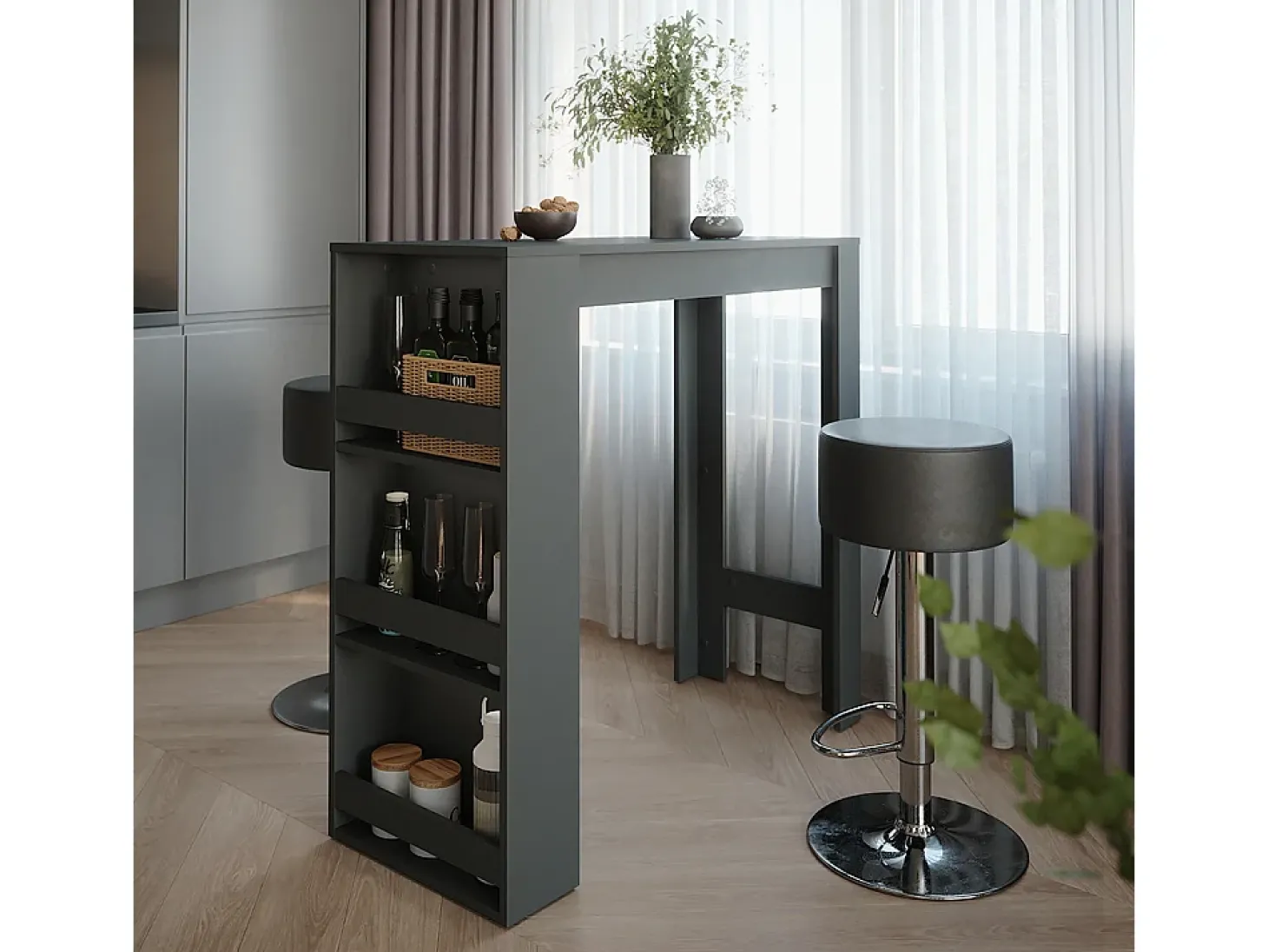 Conjunto de mesa de bar antracite 45x110x106 repose