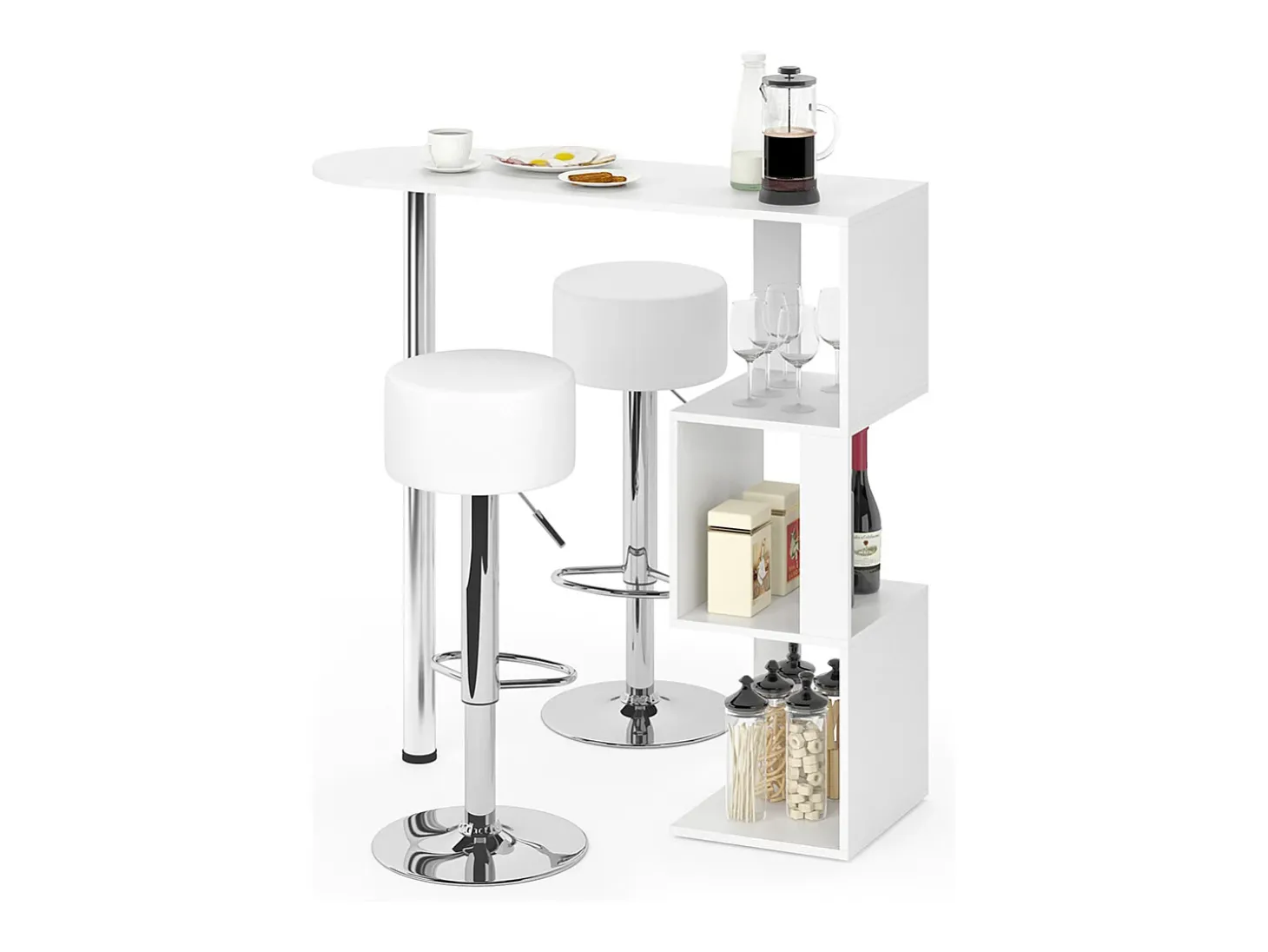 Conjunto de mesa de bar branco 113x39.8x111.8 vincent