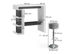Conjunto de mesa de bar branco 108x50x103 dana