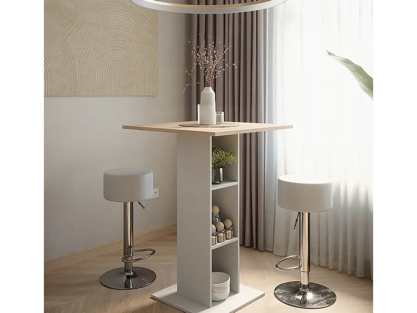 Conjunto de mesa de bar branco/sonoma 75x75x106 repose