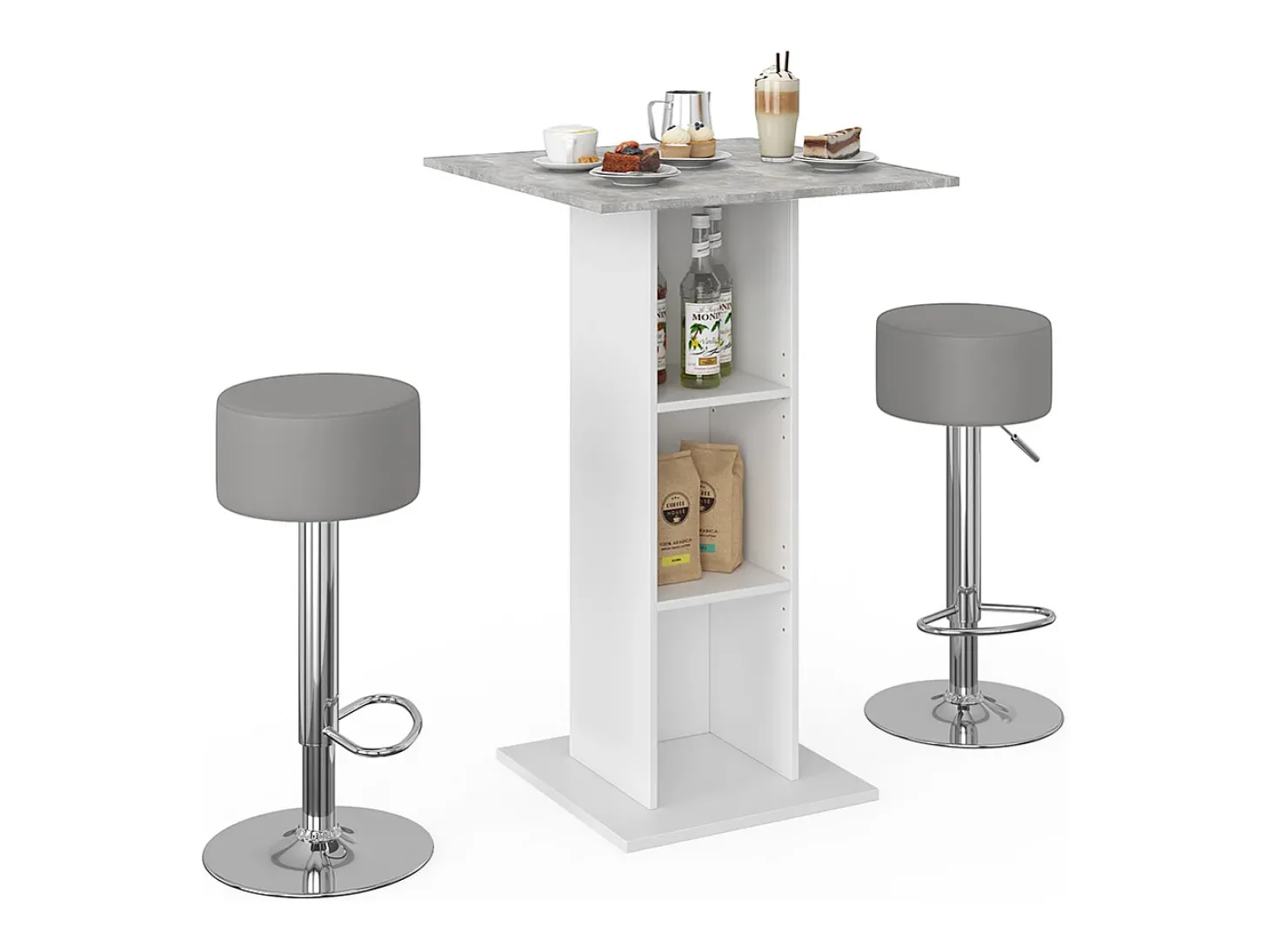 Conjunto de mesa de bar betão 70x70x109 rodeo