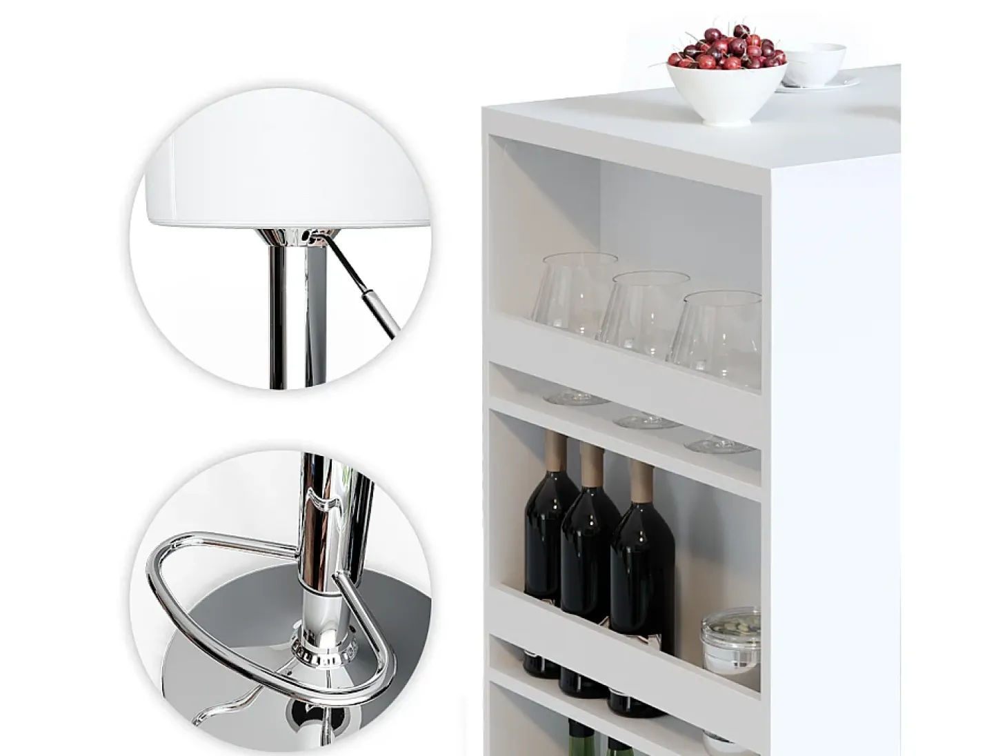 Conjunto de mesa de bar branco 57x80x106