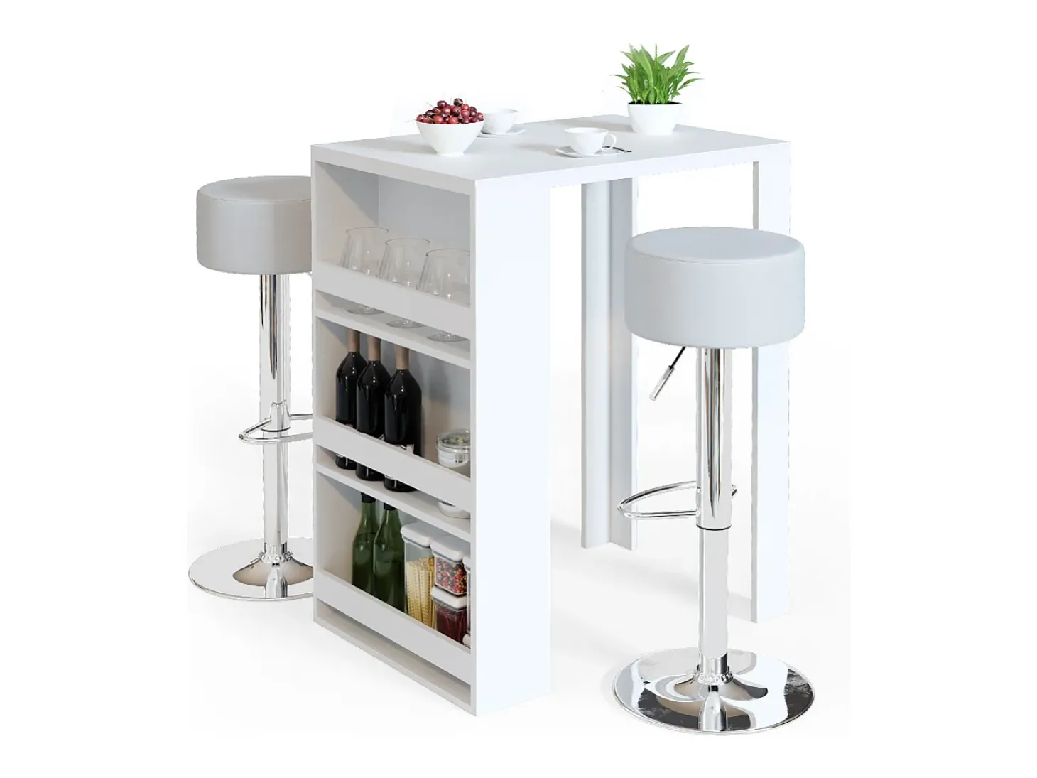 Conjunto de mesa de bar branco 57x80x106