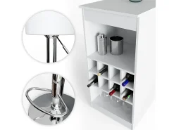 Conjunto de mesa de bar branco 115x50x104.6 ross