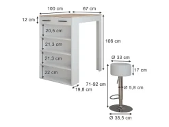 Conjunto de mesa de bar branco/sonoma 67x100x106 repose