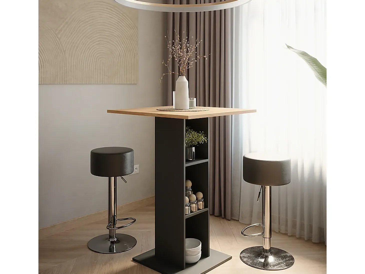Conjunto de mesa de bar carvalho goldkraft/antracite 75x75x106 repose