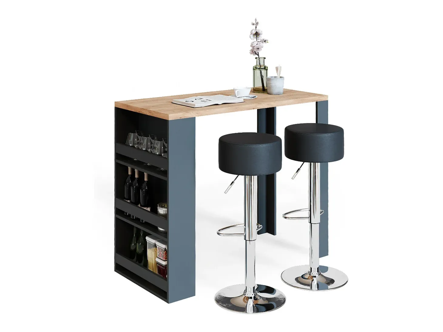 Conjunto de mesa de bar carvalho 57x117x106