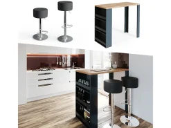 Conjunto de mesa de bar carvalho 57x117x106