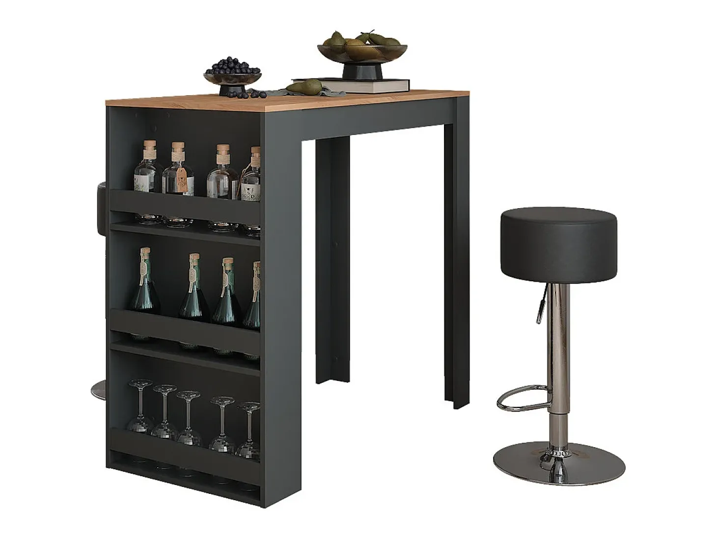Conjunto de mesa de bar carvalho goldkraft/antracite 57x117x106 repose