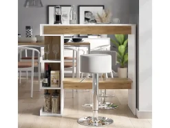 Conjunto de mesa de bar carvalho branco/dourado 108x50x103 dana