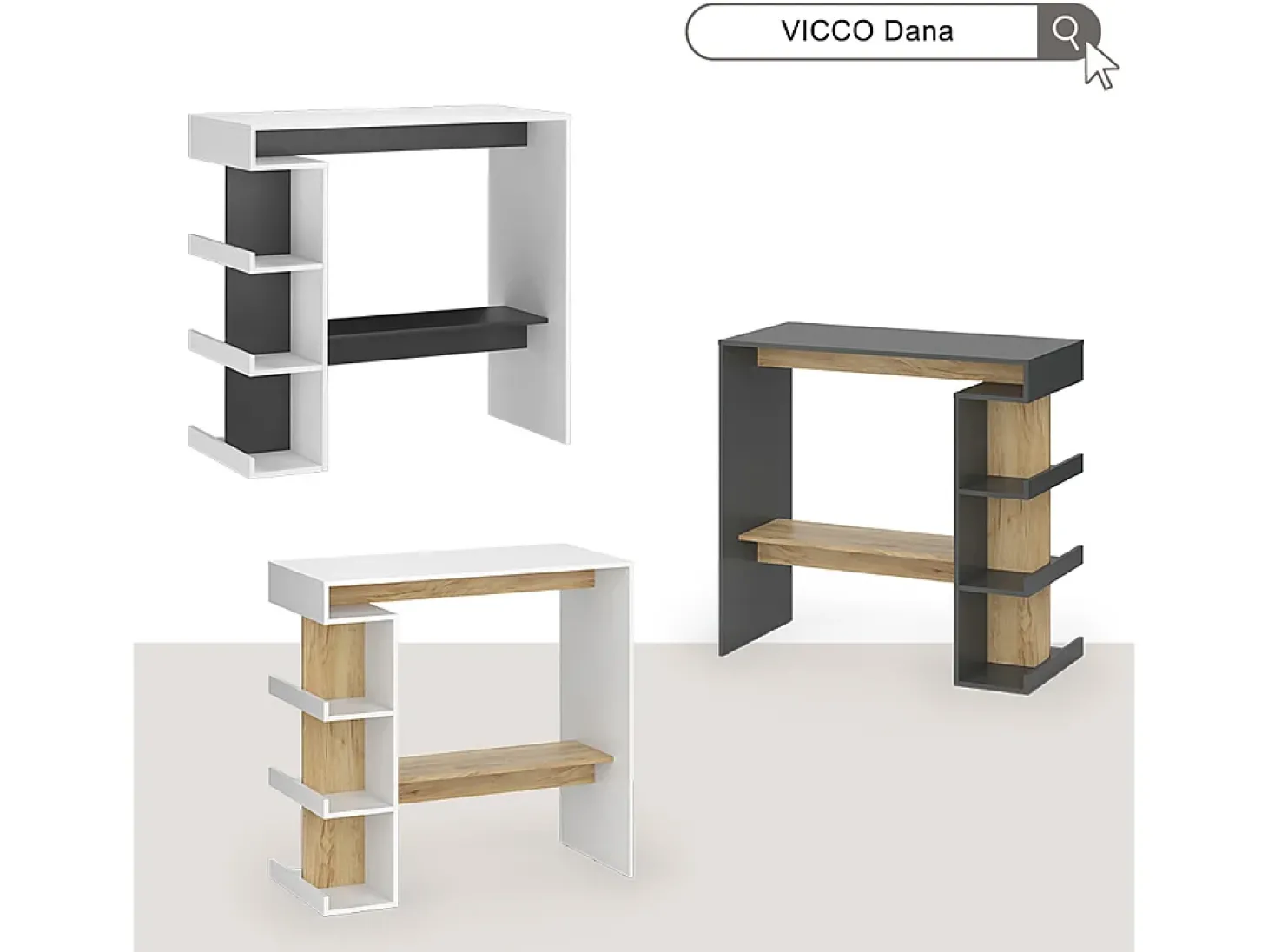 Conjunto de mesa de bar carvalho branco/dourado 108x50x103 dana