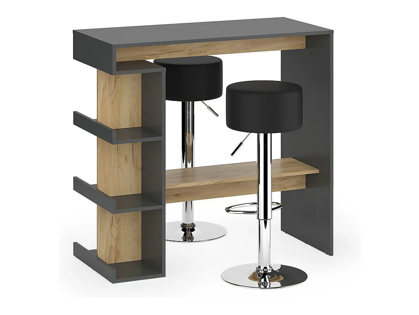 Conjunto de mesa de bar carvalho antracite/goldkraft 108x50x103 dana
