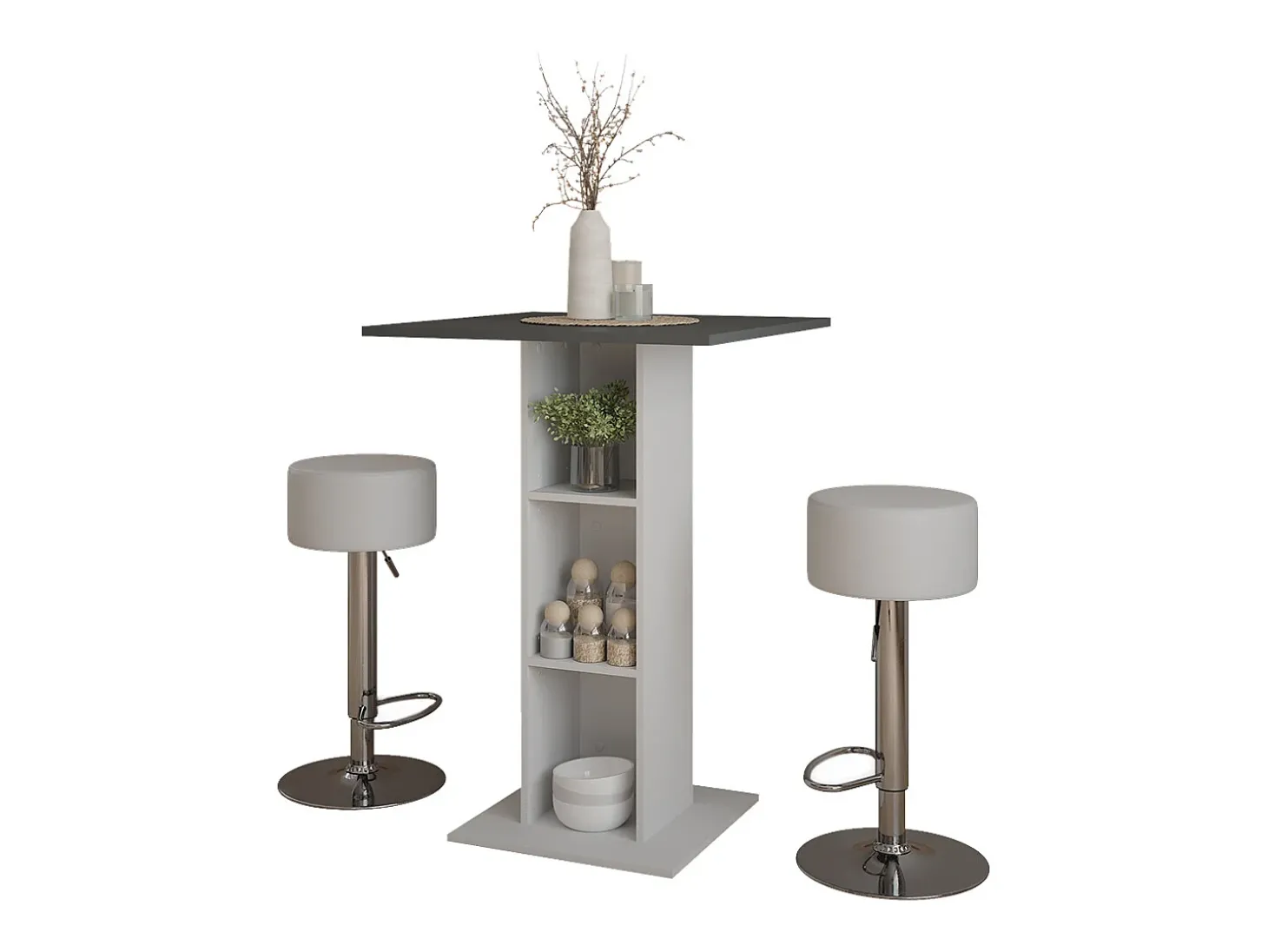 Conjunto de mesa de bar concreto/branco 75x75x106 repose