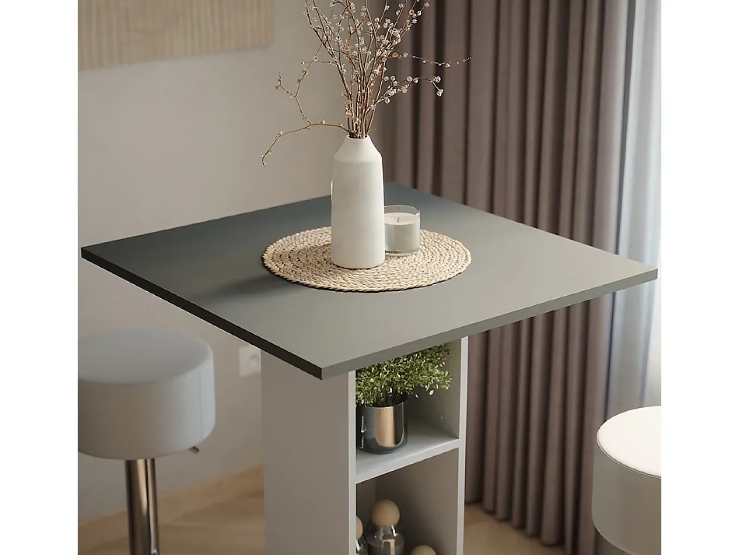 Conjunto de mesa de bar concreto/branco 75x75x106 repose