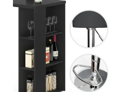 Conjunto de mesa de bar preto 120x60x105.6 noel