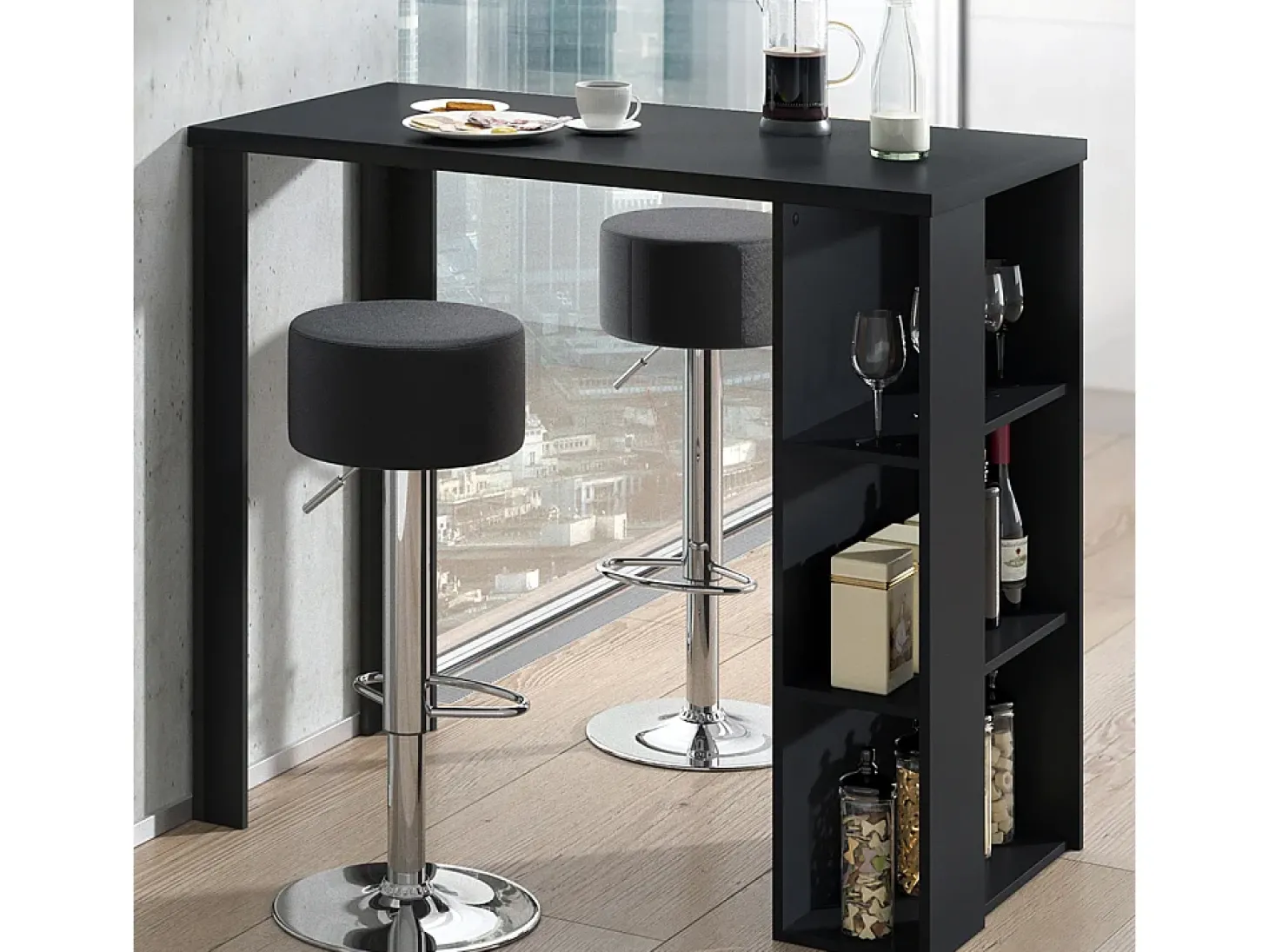 Conjunto de mesa de bar preto 120x60x105.6 noel